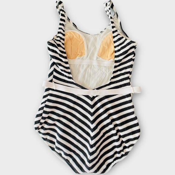 NWT Vintage 70s 80s Jantzen Striped Belted Retro Pinup Bodycon Swimsuit 16 USA - Picture 13 of 16